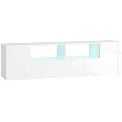 Non communiqué Meuble TV banc TV LED 2 étagères placards blanc laqué Blanc - Publicité Non communiqué Meuble TV banc TV LED 2 étagères placards blanc laqué Blanc - Publicité