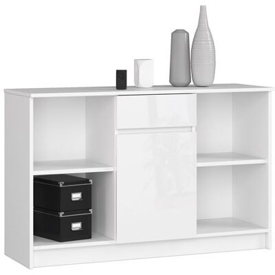 Non communiqué Commode AKORD B17 Blanche 120 cm 1 porte 1 tiroir façade Blanche Brillante 6 étagères 120x40x77 cm Blanc / Blanc Brillant - Publicité Non communiqué Commode AKORD B17 Blanche 120 cm 1 porte 1 tiroir façade Blanche Brillante 6 étagères 120x40x77 cm Blanc / Blanc Brillant - Publicité