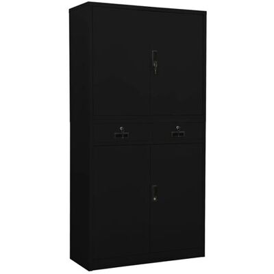 Armoire de Bureau vidaXL - Acier, Noir, 90x40x180 cm - Publicité Armoire de Bureau vidaXL - Acier, Noir, 90x40x180 cm - Publicité
