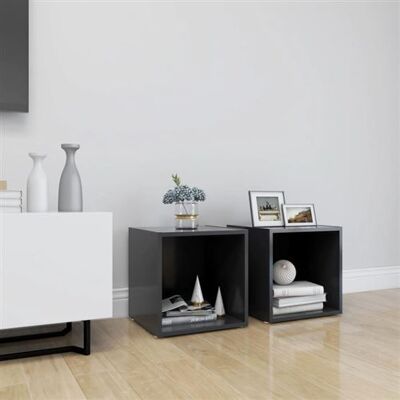 vidaXL 2x Meubles TV Gris 37x35x37 cm Bois reconstitué - Publicité vidaXL 2x Meubles TV Gris 37x35x37 cm Bois reconstitué - Publicité