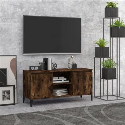 Non communiqué Meuble TV avec pieds en métal Chêne fumé 103,5x35x50 cm Chêne fumé - Publicité Non communiqué Meuble TV avec pieds en métal Chêne fumé 103,5x35x50 cm Chêne fumé - Publicité