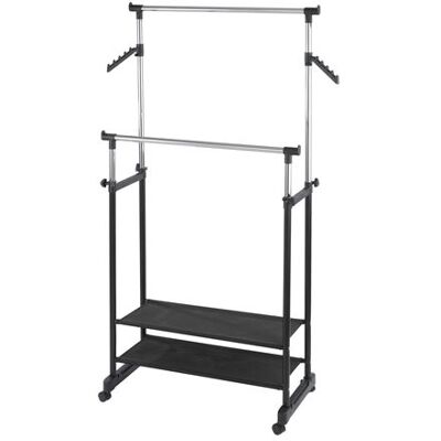 Wenko - Penderie double portant mobile - H. 117/169 cm Argent - Publicité Wenko - Penderie double portant mobile - H. 117/169 cm Argent - Publicité