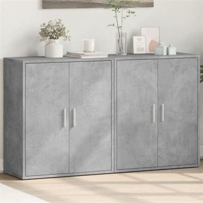 vidaXL Meubles de rangement 2 pièces Gris Ciment Bois Ingénierie - Buffet - Publicité vidaXL Meubles de rangement 2 pièces Gris Ciment Bois Ingénierie - Buffet - Publicité