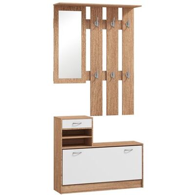 Non communiqué Ensemble de meubles d'entrée design contemporain blanc effet bois noyer Marron - Publicité Non communiqué Ensemble de meubles d'entrée design contemporain blanc effet bois noyer Marron - Publicité