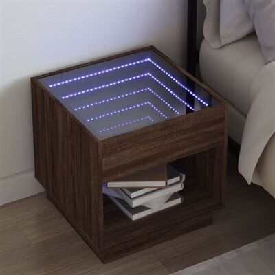 Non communiqué Table de chevet avec LED infini chêne marron 50x50x50 cm Marron - Publicité Non communiqué Table de chevet avec LED infini chêne marron 50x50x50 cm Marron - Publicité