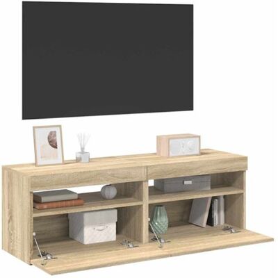 Non communiqué Meubles TV avec lumières LED 2 pcs Chêne sonoma 60x35x40 cm Brun - Publicité Non communiqué Meubles TV avec lumières LED 2 pcs Chêne sonoma 60x35x40 cm Brun - Publicité