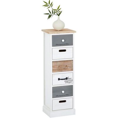 Idimex Chiffonnier SALVA avec 6 tiroirs, en bois blanc brun et gris Blanc - Publicité Idimex Chiffonnier SALVA avec 6 tiroirs, en bois blanc brun et gris Blanc - Publicité