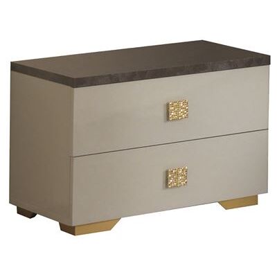 Non communiqué Chevet 2 Tiroirs Coloris Crème et Bronze - PANACA - ALTOBUY Beige - Publicité Non communiqué Chevet 2 Tiroirs Coloris Crème et Bronze - PANACA - ALTOBUY Beige - Publicité