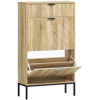 Non communiqué Meuble à chaussures design sur pied - 2 portes, tiroir coulissant - acier noir effet bois Beige - Publicité Non communiqué Meuble à chaussures design sur pied - 2 portes, tiroir coulissant - acier noir effet bois Beige - Publicité