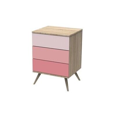 Non communiqué Petite commode 3 tiroirs seventies - bois et rose - Publicité Non communiqué Petite commode 3 tiroirs seventies - bois et rose - Publicité