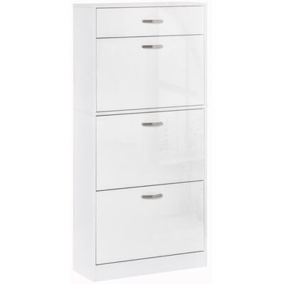 Non communiqué Meuble à chaussures - 3 portes abattantes et tiroir coulissant - dim. 62L x 24l x 135H cm - poignées alu. panneaux particules blanc Blanc - Publicité Non communiqué Meuble à chaussures - 3 portes abattantes et tiroir coulissant - dim. 62L x 24l x 135H cm - poignées alu. panneaux particules blanc Blanc - Publicité