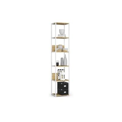 Non communiqué Étagère murale industrielle AKORD Blanche 40 cm façade Chêne Artisan 6 étagères 40x32x192 cm Blanc / Chêne Artisan - Publicité Non communiqué Étagère murale industrielle AKORD Blanche 40 cm façade Chêne Artisan 6 étagères 40x32x192 cm Blanc / Chêne Artisan - Publicité