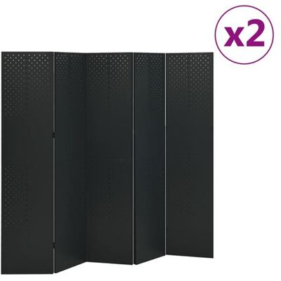 Non communiqué vidaXL Cloisons de séparation 5 panneaux 2 pcs Noir 200x180 cm Acier Noir - Publicité Non communiqué vidaXL Cloisons de séparation 5 panneaux 2 pcs Noir 200x180 cm Acier Noir - Publicité