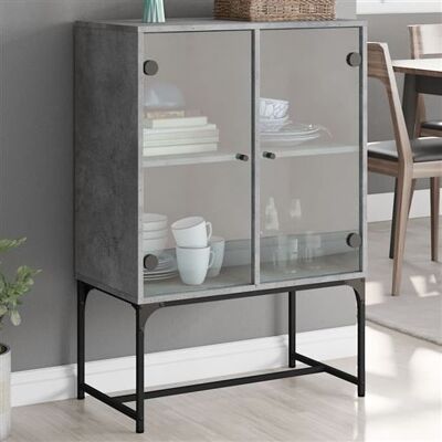 Non communiqué vidaXL Armoire latérale avec portes en verre gris béton 69x37x100 cm836549 Gris - Publicité Non communiqué vidaXL Armoire latérale avec portes en verre gris béton 69x37x100 cm836549 Gris - Publicité