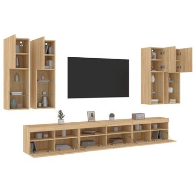 Non communiqué vidaXL Ensemble de meubles TV muraux 7pcs et lumières LED chêne sonoma chêne - Publicité Non communiqué vidaXL Ensemble de meubles TV muraux 7pcs et lumières LED chêne sonoma chêne - Publicité