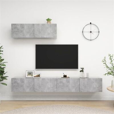 Non communiqué Meubles TV 3 pcs Gris béton Bois d ingénierie Gris - Publicité Non communiqué Meubles TV 3 pcs Gris béton Bois d ingénierie Gris - Publicité
