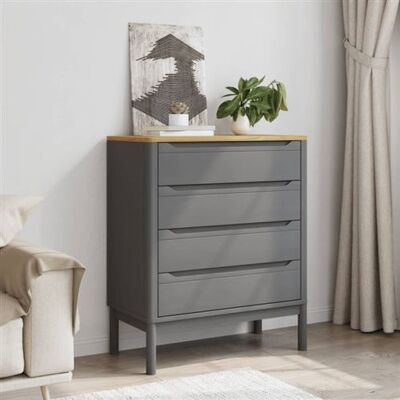 vidaXL Commode - Floro Gris Bois Massif Pin - Armoire de Rangement - Publicité vidaXL Commode - Floro Gris Bois Massif Pin - Armoire de Rangement - Publicité