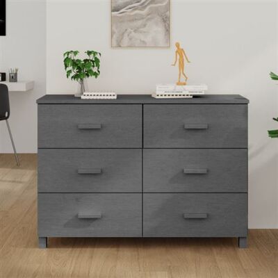 Non communiqué Buffet HAMAR Gris foncé 113x40x80 cm Bois massif de pin Gris - Publicité Non communiqué Buffet HAMAR Gris foncé 113x40x80 cm Bois massif de pin Gris - Publicité