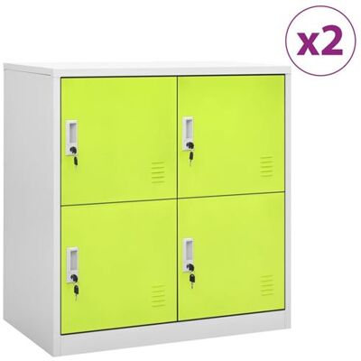 Non communiqué vidaXL Armoires à casiers 2 pcs Gris clair et vert 90x45x92,5 cm Acier3095226 Gris - Publicité Non communiqué vidaXL Armoires à casiers 2 pcs Gris clair et vert 90x45x92,5 cm Acier3095226 Gris - Publicité