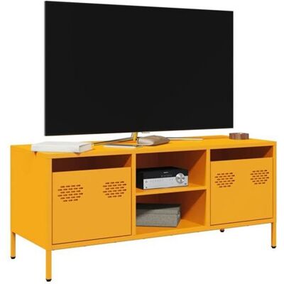 Non communiqué vidaXL Meuble TV jaune moutarde 101,5x39x43,5 cm acier laminé à froid, support TV, buffet TV, armoire hifi, banc TV, armoire 851301 Jaune - Publicité Non communiqué vidaXL Meuble TV jaune moutarde 101,5x39x43,5 cm acier laminé à froid, support TV, buffet TV, armoire hifi, banc TV, armoire 851301 Jaune - Publicité
