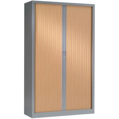 Vinco Armoire Monobloc H198xL 60xP43 cm 4 Tablettes Alu Rideaux Hêtre Aluminum - Hêtre - Publicité Vinco Armoire Monobloc H198xL 60xP43 cm 4 Tablettes Alu Rideaux Hêtre Aluminum - Hêtre - Publicité
