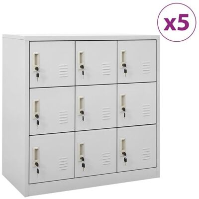 Non communiqué vidaXL Armoires à casiers 5 pcs Gris clair 90x45x92,5 cm Acier3095243 Gris - Publicité Non communiqué vidaXL Armoires à casiers 5 pcs Gris clair 90x45x92,5 cm Acier3095243 Gris - Publicité