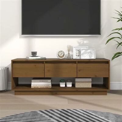 Non communiqué vidaXL Meuble TV Marron miel 110,5x34x40 cm Bois de pin massif813847 Brun - Publicité Non communiqué vidaXL Meuble TV Marron miel 110,5x34x40 cm Bois de pin massif813847 Brun - Publicité