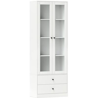 Non communiqué Buffet haut vitrine armoire de cuisine - 2 portes, 3 étagères, 2 tiroirs - 59 x 30 x 164 cm - blanc Blanc - Publicité Non communiqué Buffet haut vitrine armoire de cuisine - 2 portes, 3 étagères, 2 tiroirs - 59 x 30 x 164 cm - blanc Blanc - Publicité