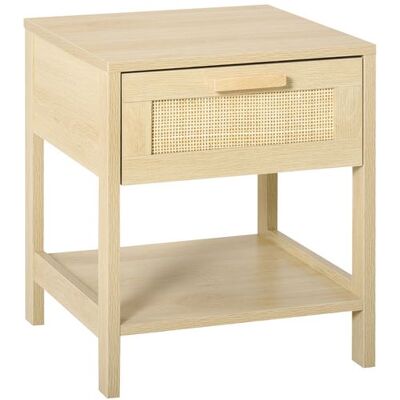 Non communiqué Table de chevet tiroir et étagère cannage en rotin dim. 40L x 40l x 48H cm MDF aspect bois clair Beige - Publicité Non communiqué Table de chevet tiroir et étagère cannage en rotin dim. 40L x 40l x 48H cm MDF aspect bois clair Beige - Publicité