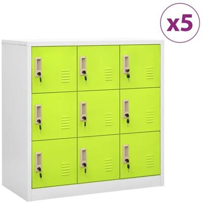 Non communiqué vidaXL Armoires à casiers 5 pcs Gris clair et vert 90x45x92,5 cm Acier3095246 Gris - Publicité Non communiqué vidaXL Armoires à casiers 5 pcs Gris clair et vert 90x45x92,5 cm Acier3095246 Gris - Publicité