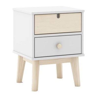 Non communiqué Chevet 2 Tiroirs en MDF et Pin Coloris Blanc et Naturel - KAINA - ALTOBUY Blanc - Publicité Non communiqué Chevet 2 Tiroirs en MDF et Pin Coloris Blanc et Naturel - KAINA - ALTOBUY Blanc - Publicité