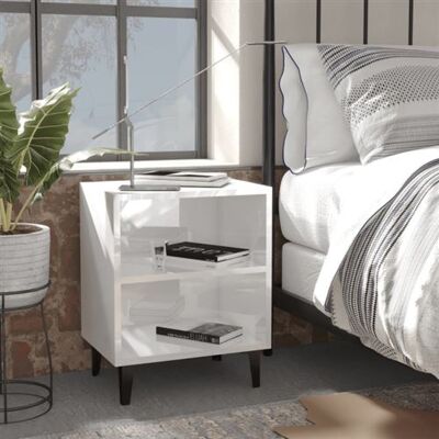 Non communiqué Table de chevet avec pieds en métal blanc brillant 40x30x50 cm Blanc brillant - Publicité Non communiqué Table de chevet avec pieds en métal blanc brillant 40x30x50 cm Blanc brillant - Publicité