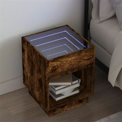 Non communiqué Table de chevet avec LED infini chêne marron 40x40x50 cm Marron - Publicité Non communiqué Table de chevet avec LED infini chêne marron 40x40x50 cm Marron - Publicité