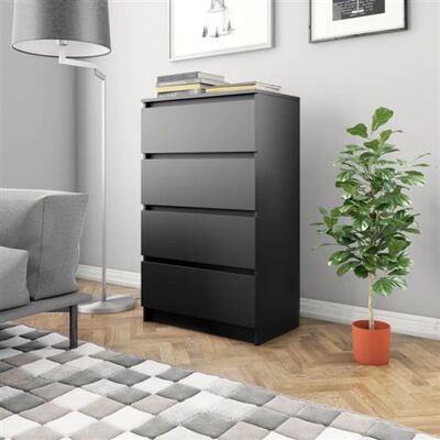 Buffet noir en bois composite avec 4 tiroirs - Sideboard - Publicité Buffet noir en bois composite avec 4 tiroirs - Sideboard - Publicité