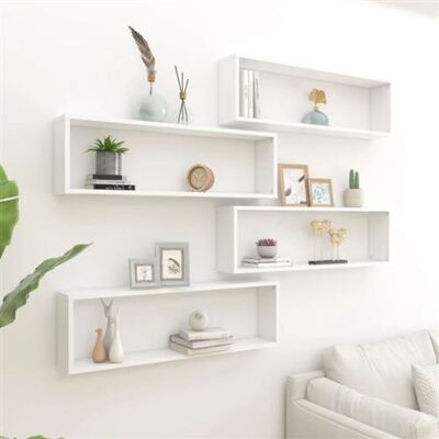 Non communiqué Étagères cube murales 4 pcs Blanc 100x15x30cm bois d ingénierie Blanc - Publicité Non communiqué Étagères cube murales 4 pcs Blanc 100x15x30cm bois d ingénierie Blanc - Publicité
