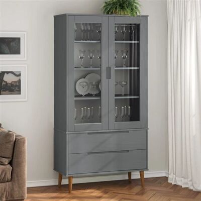 Non communiqué Armoire à vitrine MOLDE Gris 90x35x175 cm Bois de pin massif Gris - Publicité Non communiqué Armoire à vitrine MOLDE Gris 90x35x175 cm Bois de pin massif Gris - Publicité