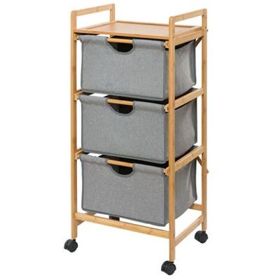 Wenko - Etagère de salle de bain en bambou 3 Tiroirs - H. 96 cm - Gris Gris - Publicité Wenko - Etagère de salle de bain en bambou 3 Tiroirs - H. 96 cm - Gris Gris - Publicité