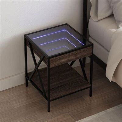 Non communiqué vidaXL Table de chevet avec LED infini chêne marron 40x40x49 cm 3284100 Marron - Publicité Non communiqué vidaXL Table de chevet avec LED infini chêne marron 40x40x49 cm 3284100 Marron - Publicité