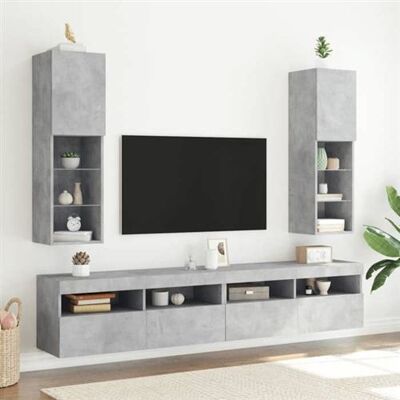 vidaXL Meubles TV Gris Ciment avec Lumières LED - 2 pièces - Publicité vidaXL Meubles TV Gris Ciment avec Lumières LED - 2 pièces - Publicité