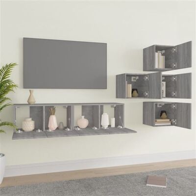 Ensemble TV 6 pièces gris Sonoma vidaXL - Meubles TV - Publicité Ensemble TV 6 pièces gris Sonoma vidaXL - Meubles TV - Publicité