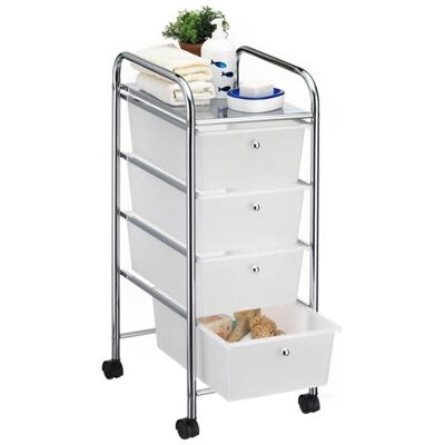Idimex Caisson sur roulettes SANO chariot avec 4 tiroirs en plastique blanc transparent et 1 étagère, rangement salle de bain métal chromé Transparent - Publicité Idimex Caisson sur roulettes SANO chariot avec 4 tiroirs en plastique blanc transparent et 1 étagère, rangement salle de bain métal chromé Transparent - Publicité