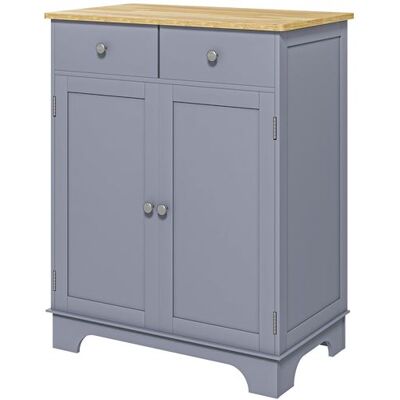 Non communiqué Buffet multi-rangement 2 portes avec étagère réglable 2 tiroirs coulissants bois d'hévéa MDF gris Gris - Publicité Non communiqué Buffet multi-rangement 2 portes avec étagère réglable 2 tiroirs coulissants bois d'hévéa MDF gris Gris - Publicité