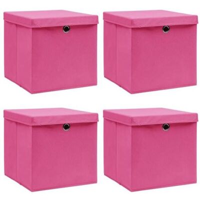 vidaXL Boîtes de rangement avec couvercles 4 pcs Rose 32x32x32cm Tissu Rose - Publicité vidaXL Boîtes de rangement avec couvercles 4 pcs Rose 32x32x32cm Tissu Rose - Publicité