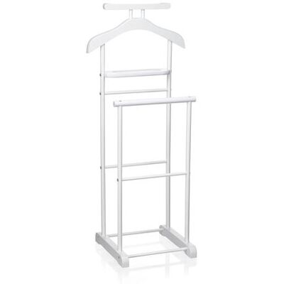 Idimex Valet de chambre MEDINA chevalet de nuit double portant pour vêtements, en MDF et métal laqué blanc Blanc - Publicité Idimex Valet de chambre MEDINA chevalet de nuit double portant pour vêtements, en MDF et métal laqué blanc Blanc - Publicité