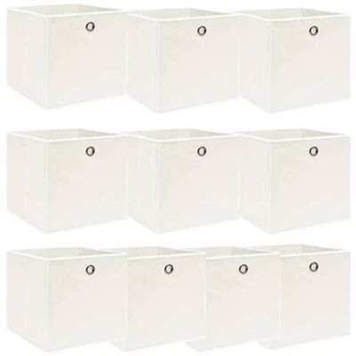 vidaXL 10x Boîtes de rangement blanches en tissu pliables organisateurs de jardin - Publicité vidaXL 10x Boîtes de rangement blanches en tissu pliables organisateurs de jardin - Publicité