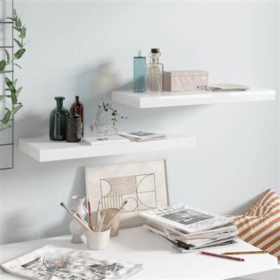 Non communiqué vidaXL Wandschappen zwevend 2 st 60x23,5x3,8 cm MDF hoogglans wit323749 Blanc - Publicité Non communiqué vidaXL Wandschappen zwevend 2 st 60x23,5x3,8 cm MDF hoogglans wit323749 Blanc - Publicité
