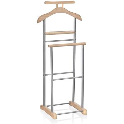 Idimex Valet de chambre MEDINA chevalet de nuit double portant pour vêtements, en MDF décor chêne sonoma et métal laqué argenté Chêne Sonoma - Publicité Idimex Valet de chambre MEDINA chevalet de nuit double portant pour vêtements, en MDF décor chêne sonoma et métal laqué argenté Chêne Sonoma - Publicité