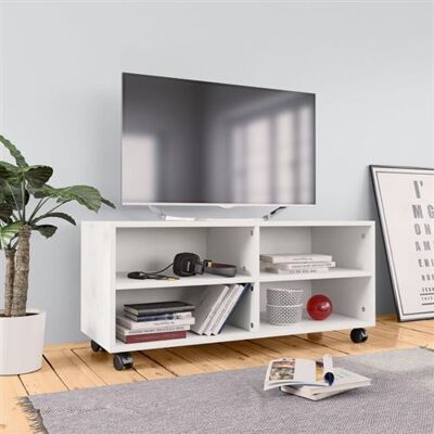 Non communiqué Meuble TV avec roulettes Blanc 90x35x35 cm Bois d ingénierie Blanc - Publicité Non communiqué Meuble TV avec roulettes Blanc 90x35x35 cm Bois d ingénierie Blanc - Publicité