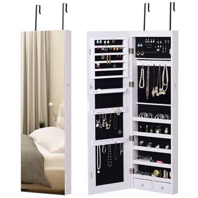 Non communiqué Armoire à bijoux miroir à suspendre 2 en 1 - éclairage LED intérieur, verrouillable, multi-rangement - blanc Blanc - Publicité Non communiqué Armoire à bijoux miroir à suspendre 2 en 1 - éclairage LED intérieur, verrouillable, multi-rangement - blanc Blanc - Publicité