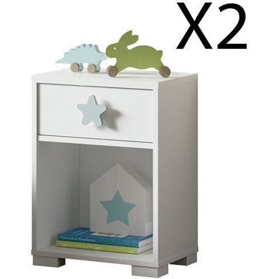 Non communiqué Lot de 2 tables de chevet enfant / Table de nuit coloris blanc - Hauteur 56 x Longueur 40 x Profondeur 33 cm -PEGANE- Blanc - Publicité Non communiqué Lot de 2 tables de chevet enfant / Table de nuit coloris blanc - Hauteur 56 x Longueur 40 x Profondeur 33 cm -PEGANE- Blanc - Publicité